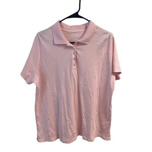 Lands End ladies top 1/4” button down pull over polo pink size 1X‎ (16-18 W)